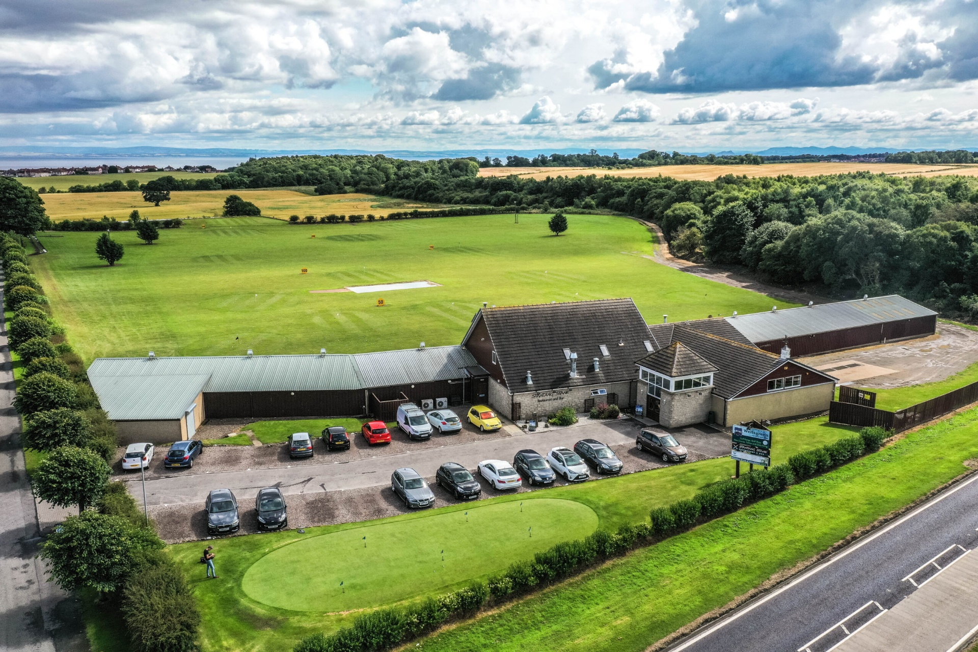 Aerial view of Wellsgreen Golf Range in Fife